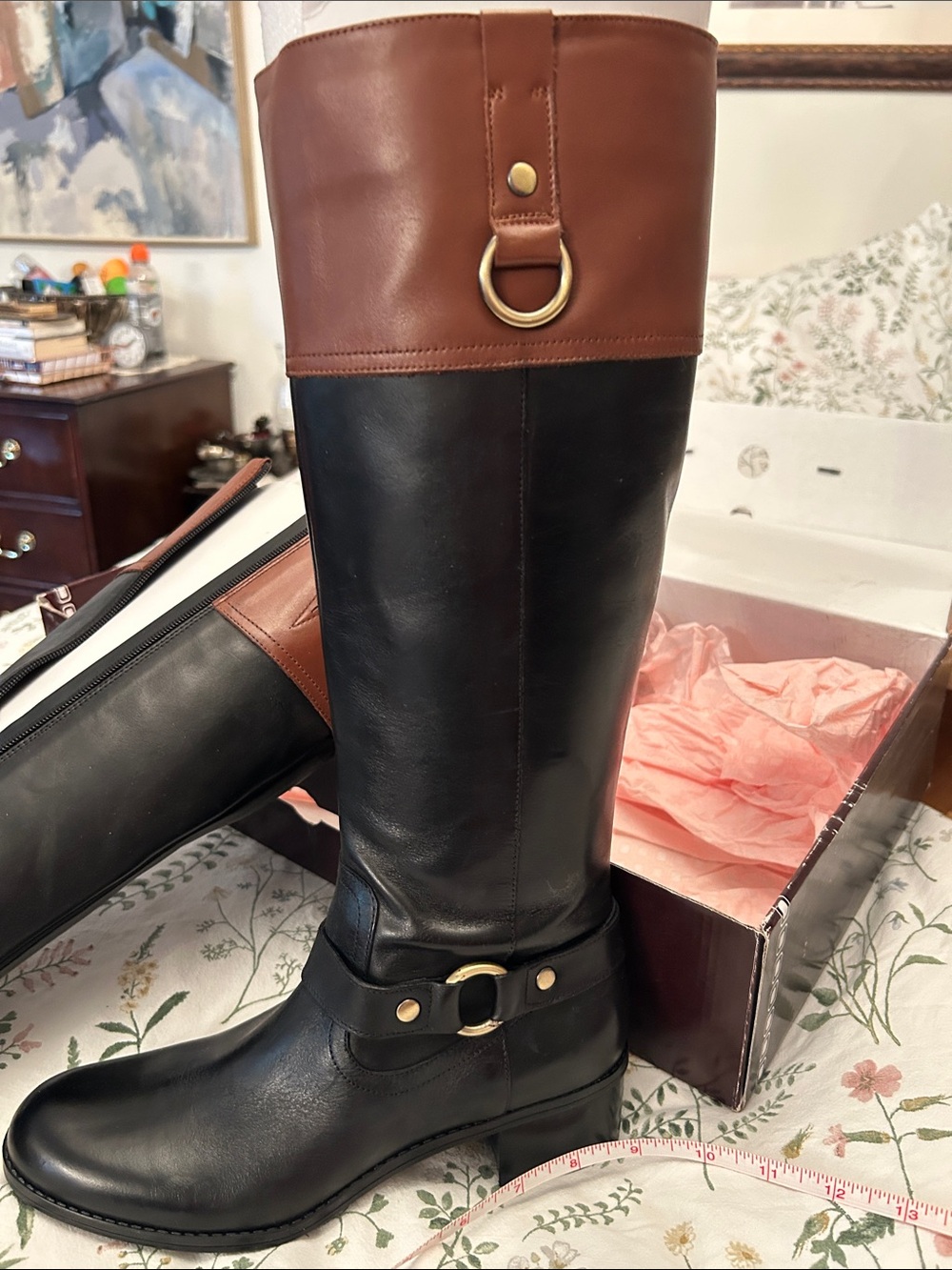 Bandolino Black and Brown up -to the-Knee Riding Boots